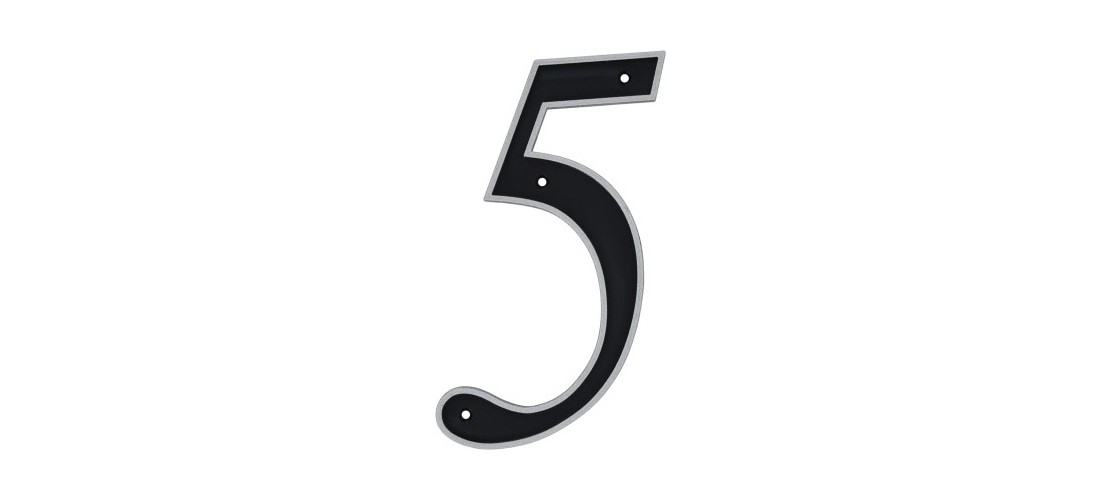 Hillman 844815 House Address Number 5, Nail-On, Reflective Plastic, 6 In.