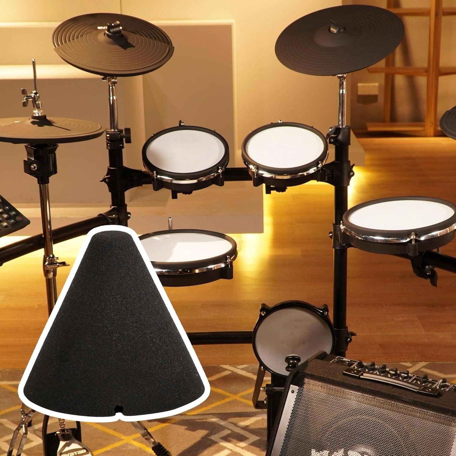 Black Foam Cone for Drum Piezo Trigger – Quick Installation, Perfect for PD-105