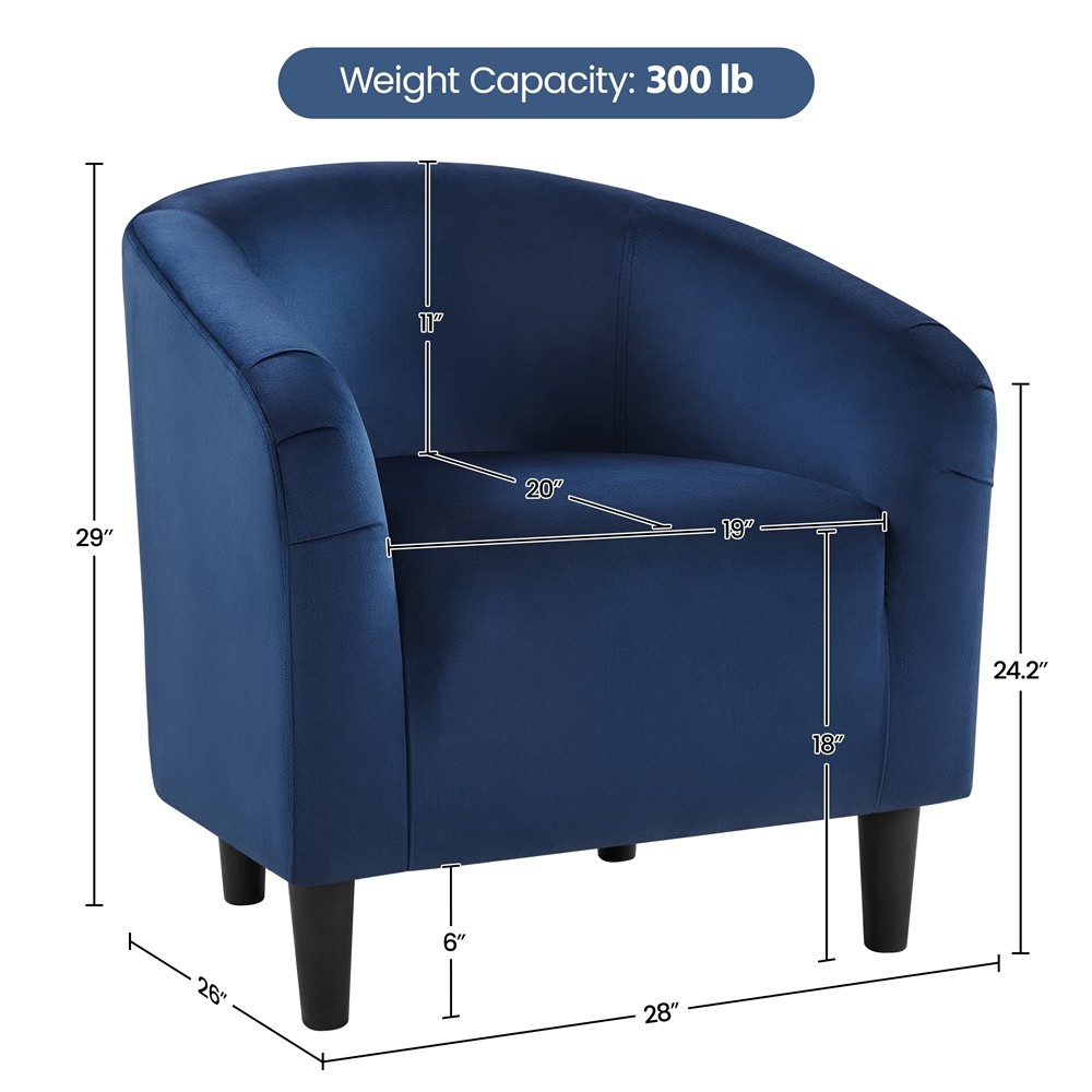 Velvet Accent Chair Modern Barrel Chair For Living Room Bedroom Sturdy