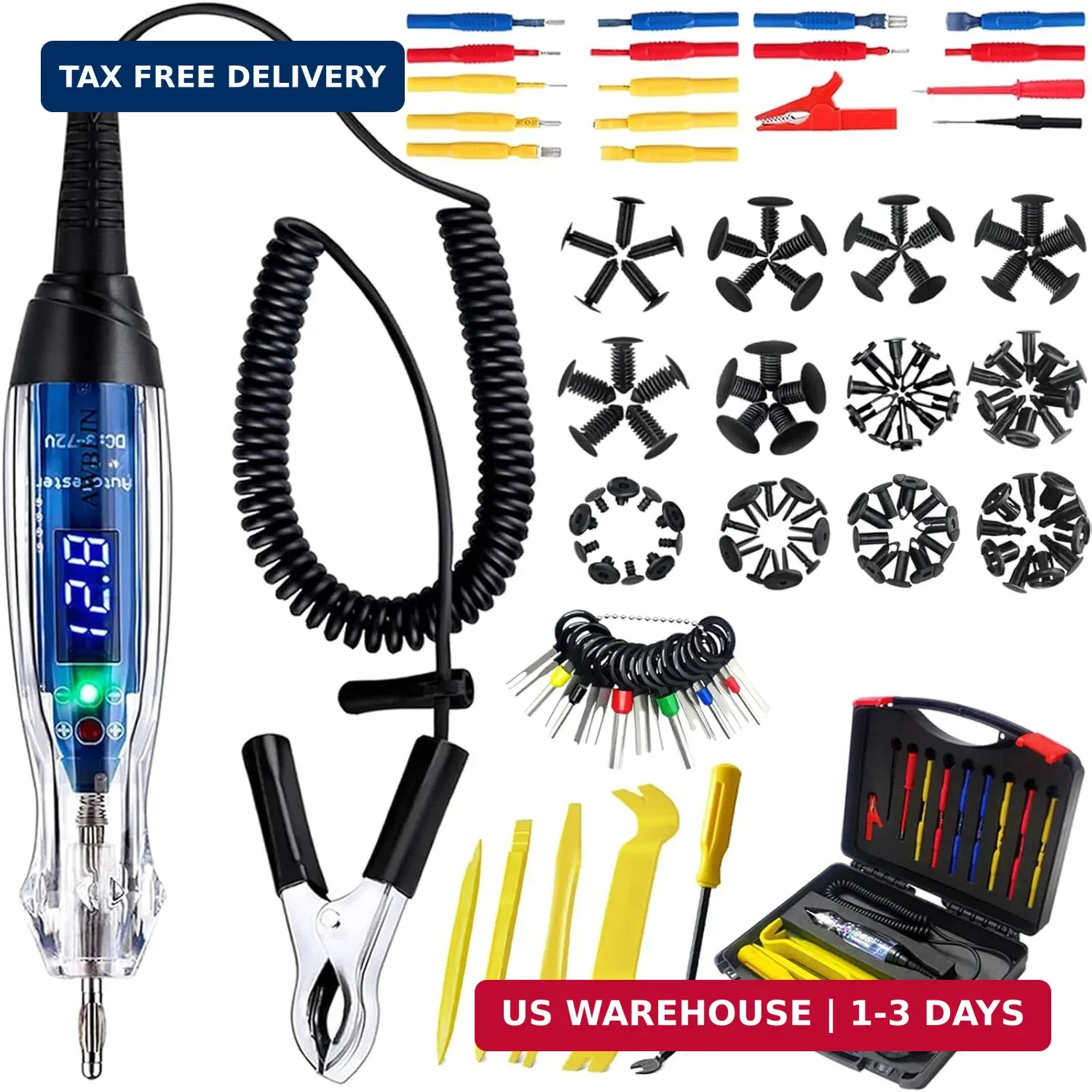 101PCS Automotive Test Light Probe Kit, 3-72V DC LED Digital Automotive Circuit