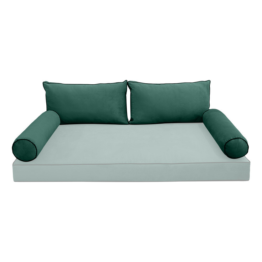 STYLE V2 Full Velvet ContrastPipe Indoor Daybed Bolster Pillow |COVER ONLY|AD317