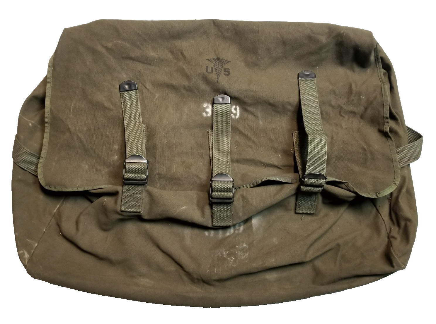 US Military Hospital Linen Case Small Canvas Bag Green 6545-00-926-6660 28X16X13