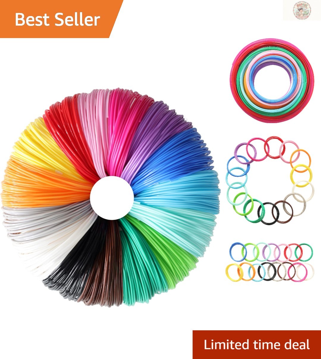15 Vibrant Solid Colors 1.75mm PLA Filament - 150 Feet Sample Pack for 3D Pens