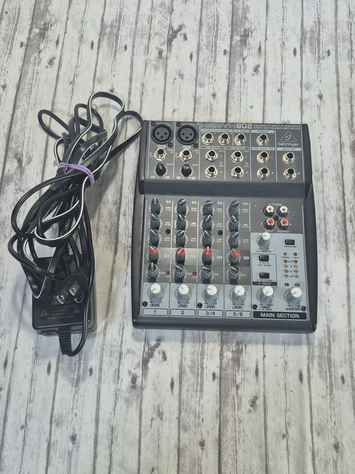Behringer Xenyx 802 Mixing Console 8 Channel Tested w/ Power Cable