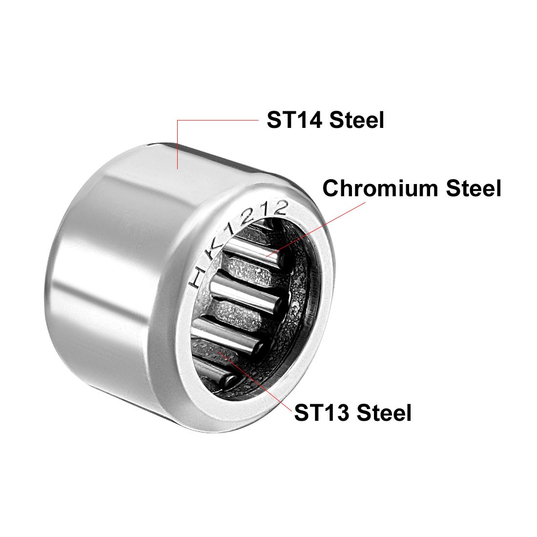 5Pcs HK1212 Drawn Cup Needle Roller Bearings Open End 12mm Bore Dia 18mm OD 12mm