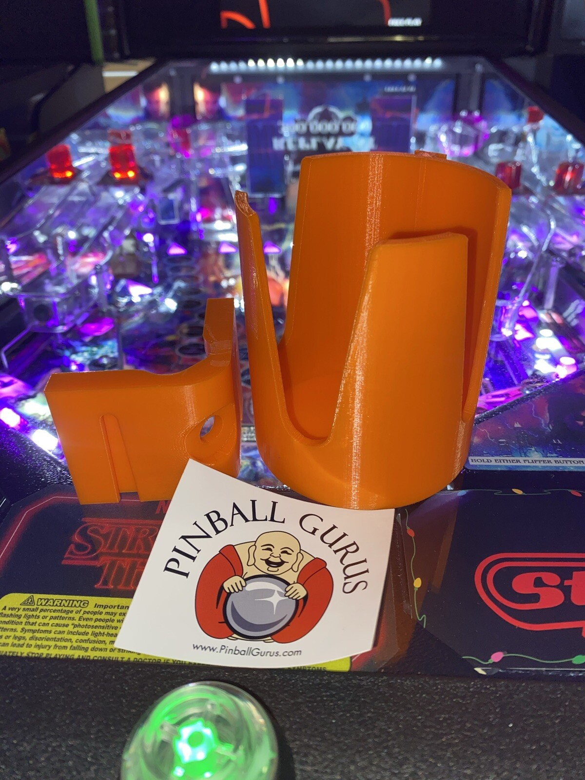 Pinball Machine Drink, Cup, Pop, Soda, Beverage Holder for ALL Years ORANGE