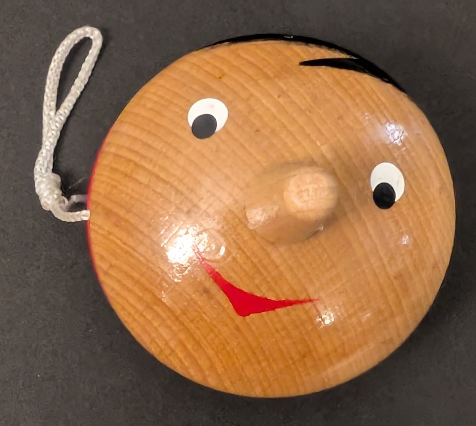 Vintage Wooden Pinocchio Yo-Yo - Made In Italy - Wood With Long Nose Return Toy