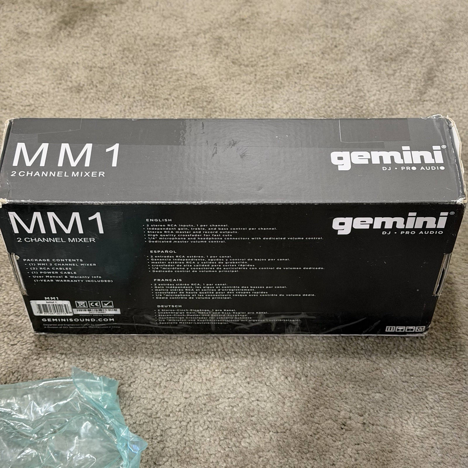 Gemini MM1 2 Channel Mini Analog DJ Mixer
