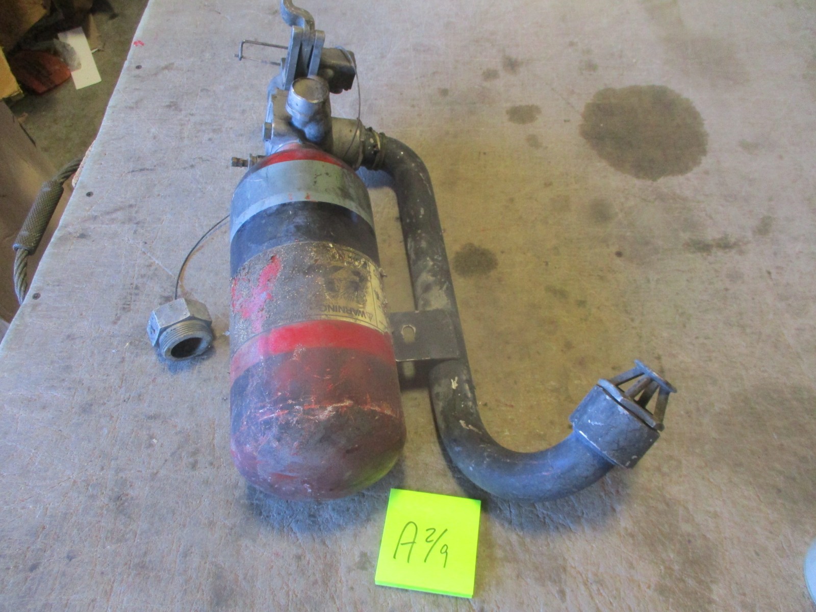 Used Fire Suppression Bottle & Nozzle, for Military Vehicle, HMMWV etc. Burnt