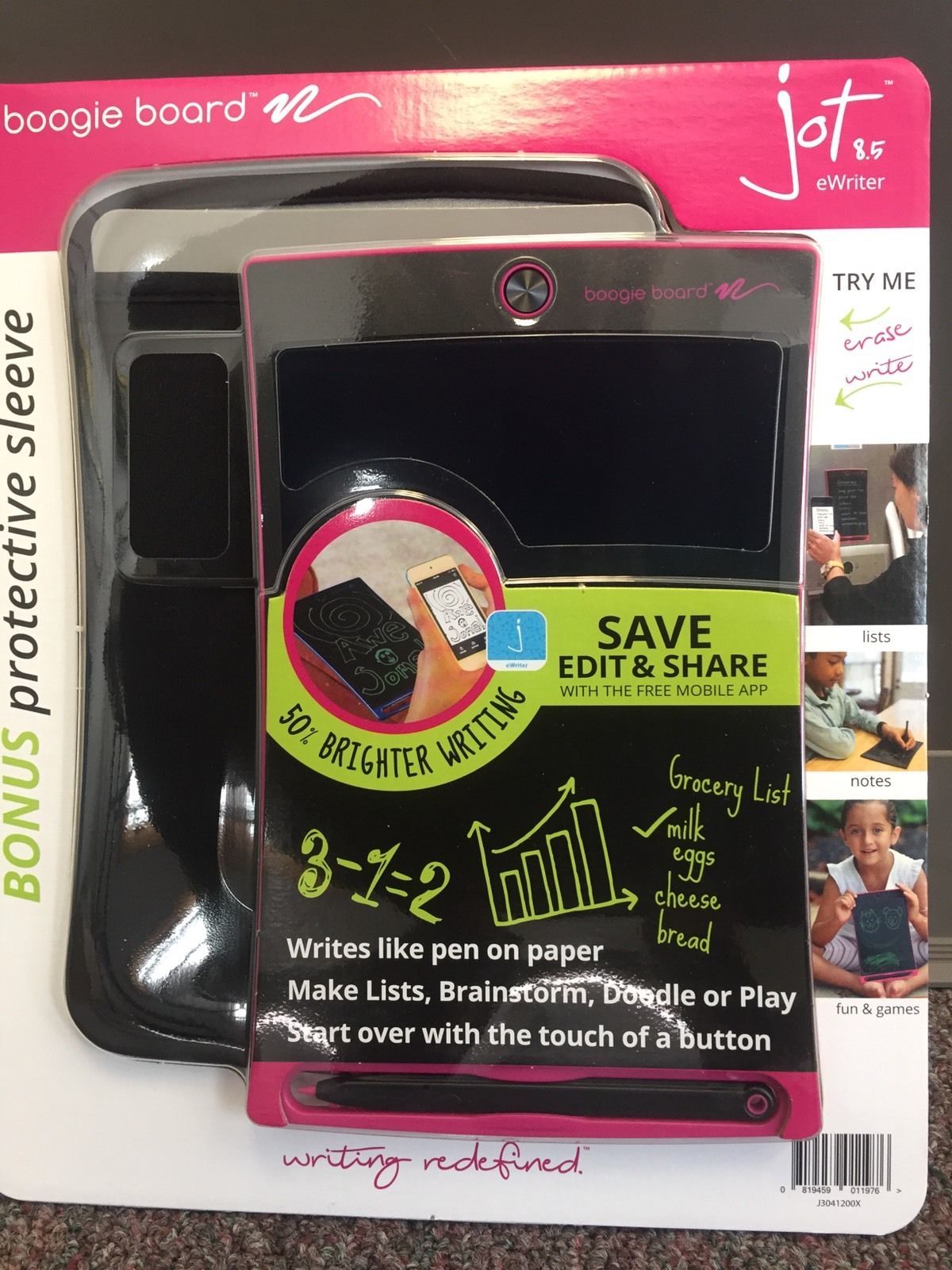 Boogie Board 8.5 Jot Inch LCD Writing Tablet Bundle with Sleeve and Stylus -PINK