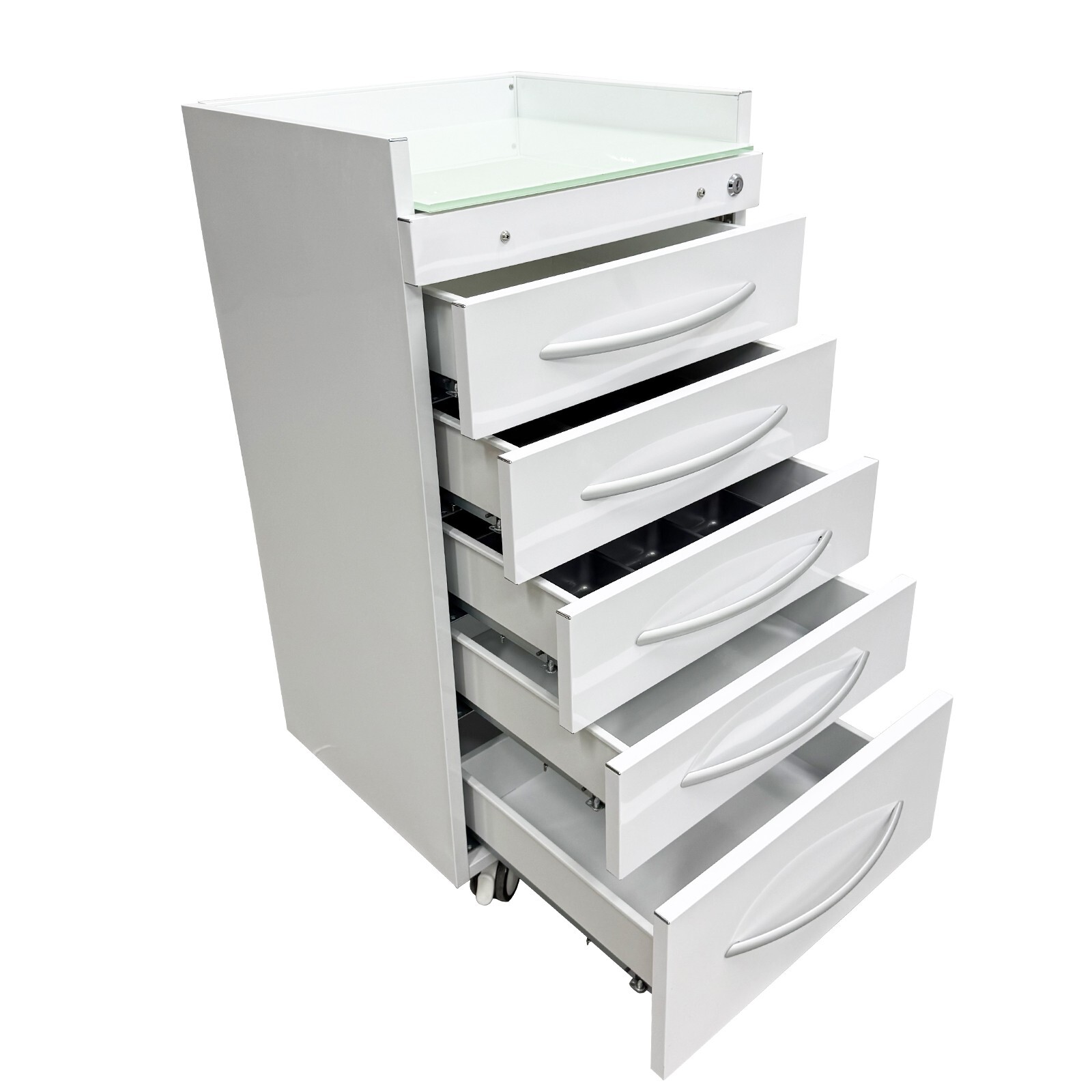 5DrawersDental Assistant's Mobile Cabinet Cart Medical Storage Trolley w/Divider