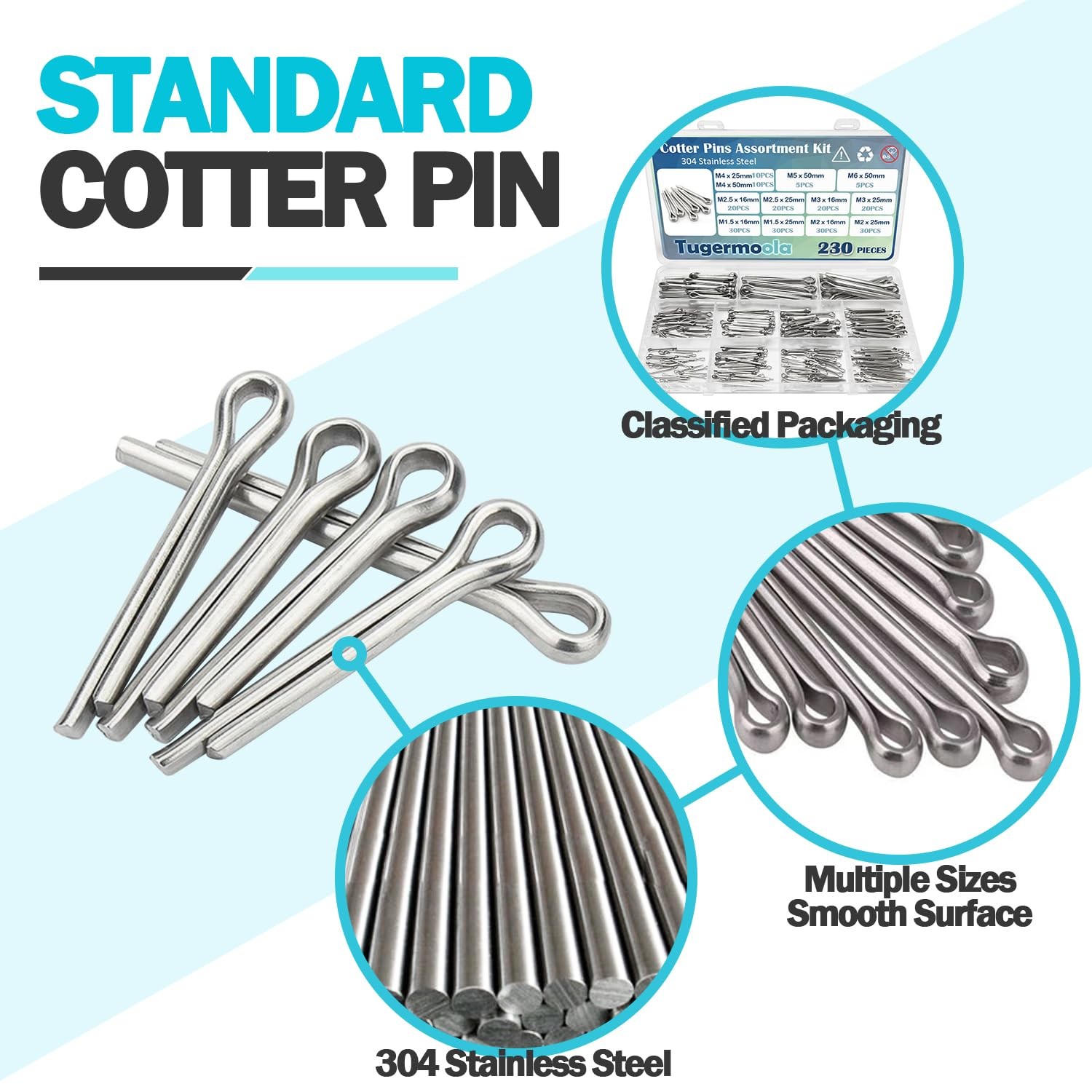 Steel Split Cotter Pins Kit [230PCS]