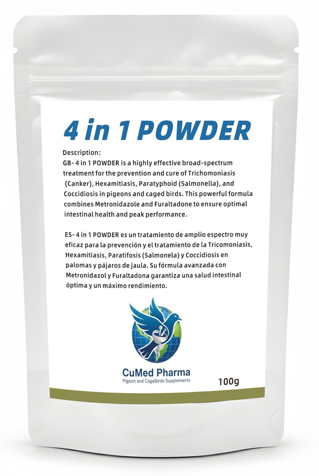 4 in 1 POWDER 100g - Salmonella - Coccidiosis - Canker - E. Coli - by CuMed Phar