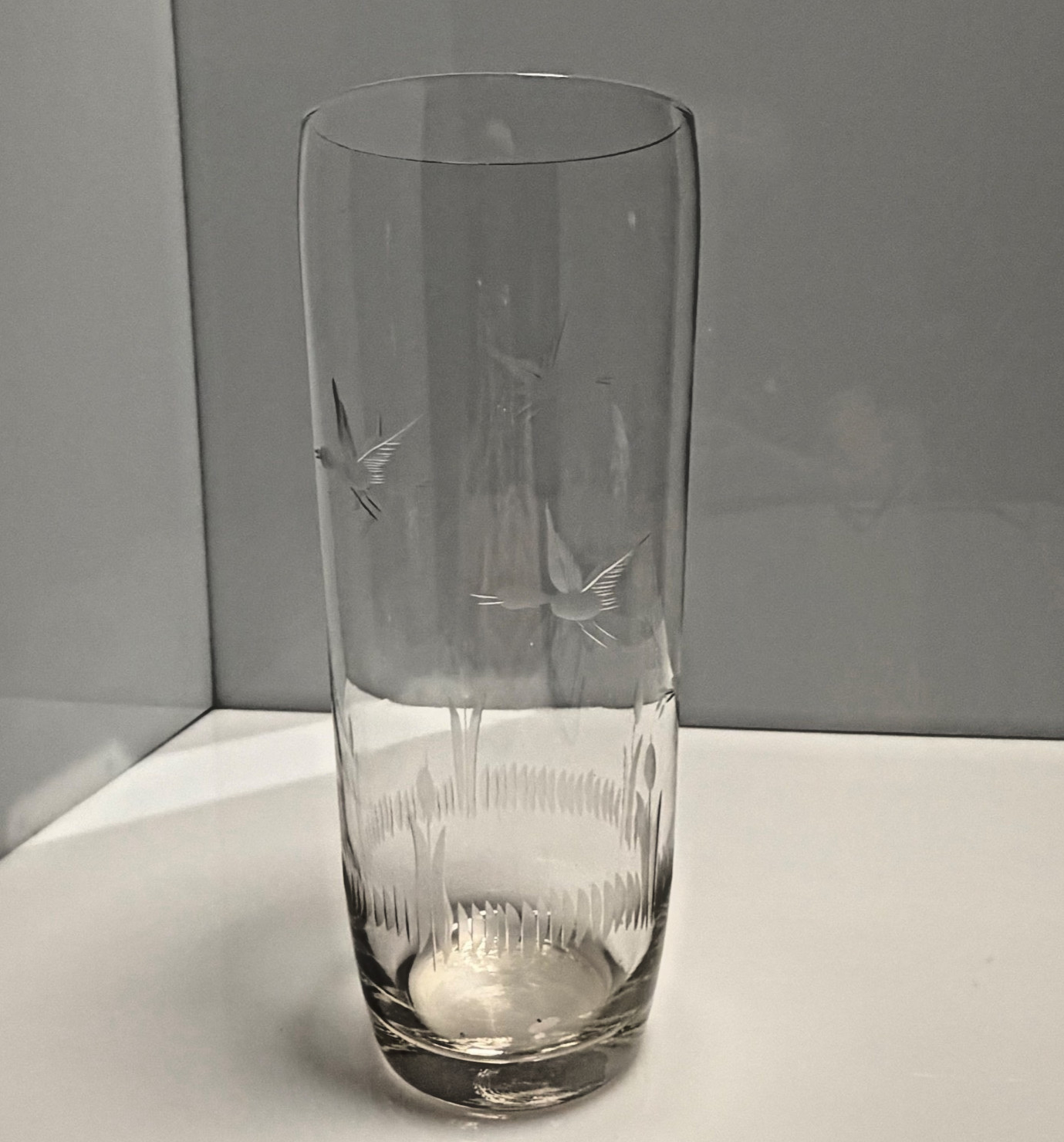 Vintage Five Piece Etched Glass Martini Set with Elegant MCM Flying Geese Design