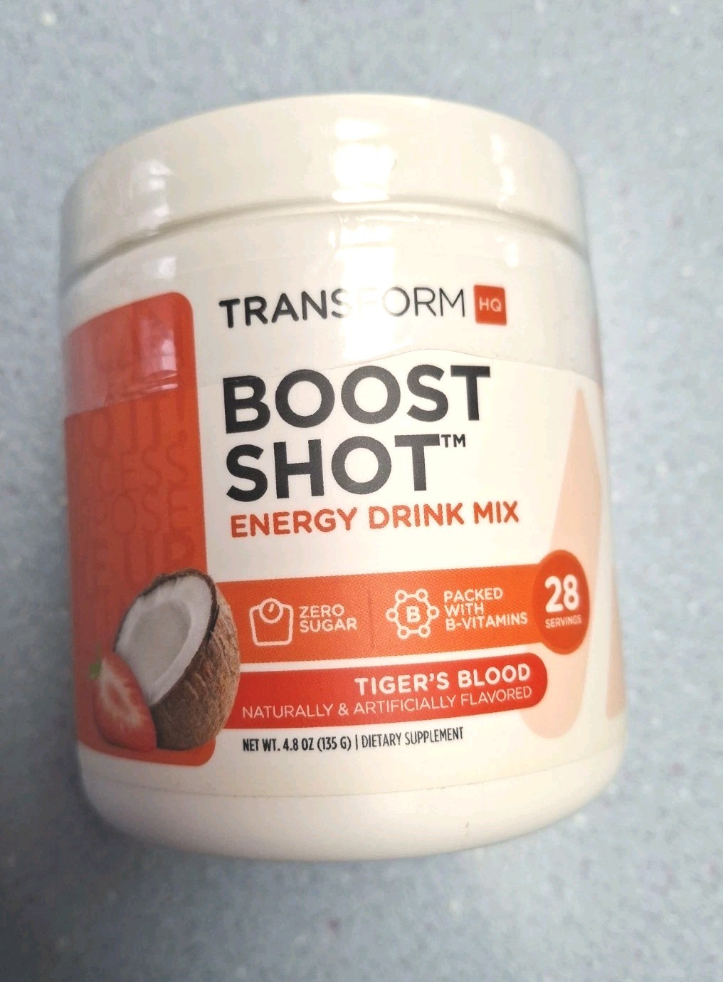 TransformHQ Boost Shot Energy Drink Mix Strawberry Coconut 28 Serving B Vitamins