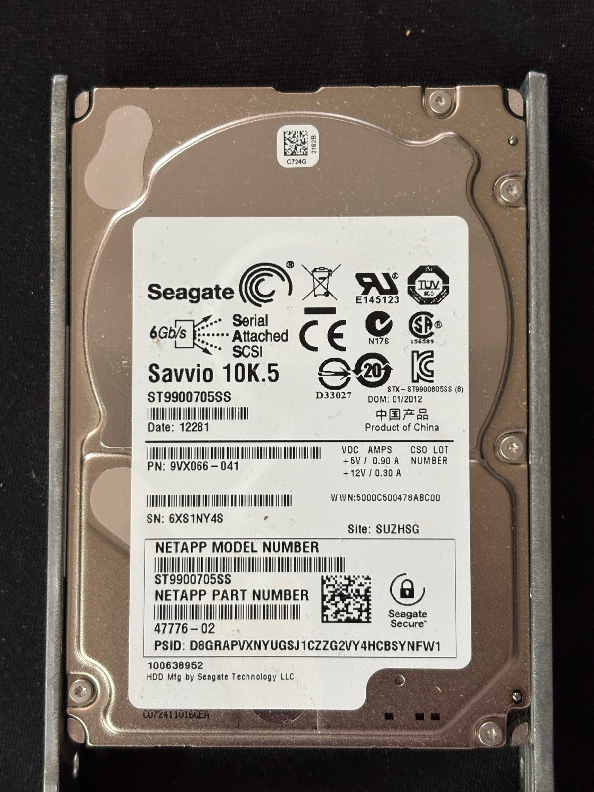 ST9900705SS  900GB SAS Drive, 10K, PI/FDE, 6Gbps - PN 9VX066-041 - LSI 47776-02