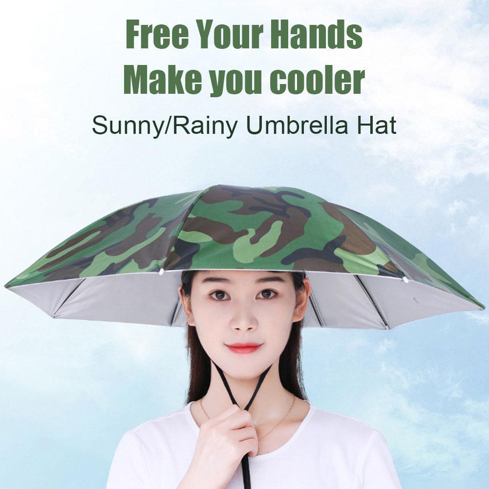 Umbrella Hat Kamo Adult Size Unisex Polyester Foldable Large Rain Sun Hat  NEW