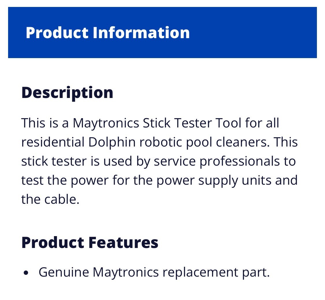 Dolphin Pool Robot Tester Tool Maytronics Dolphin Cleaners