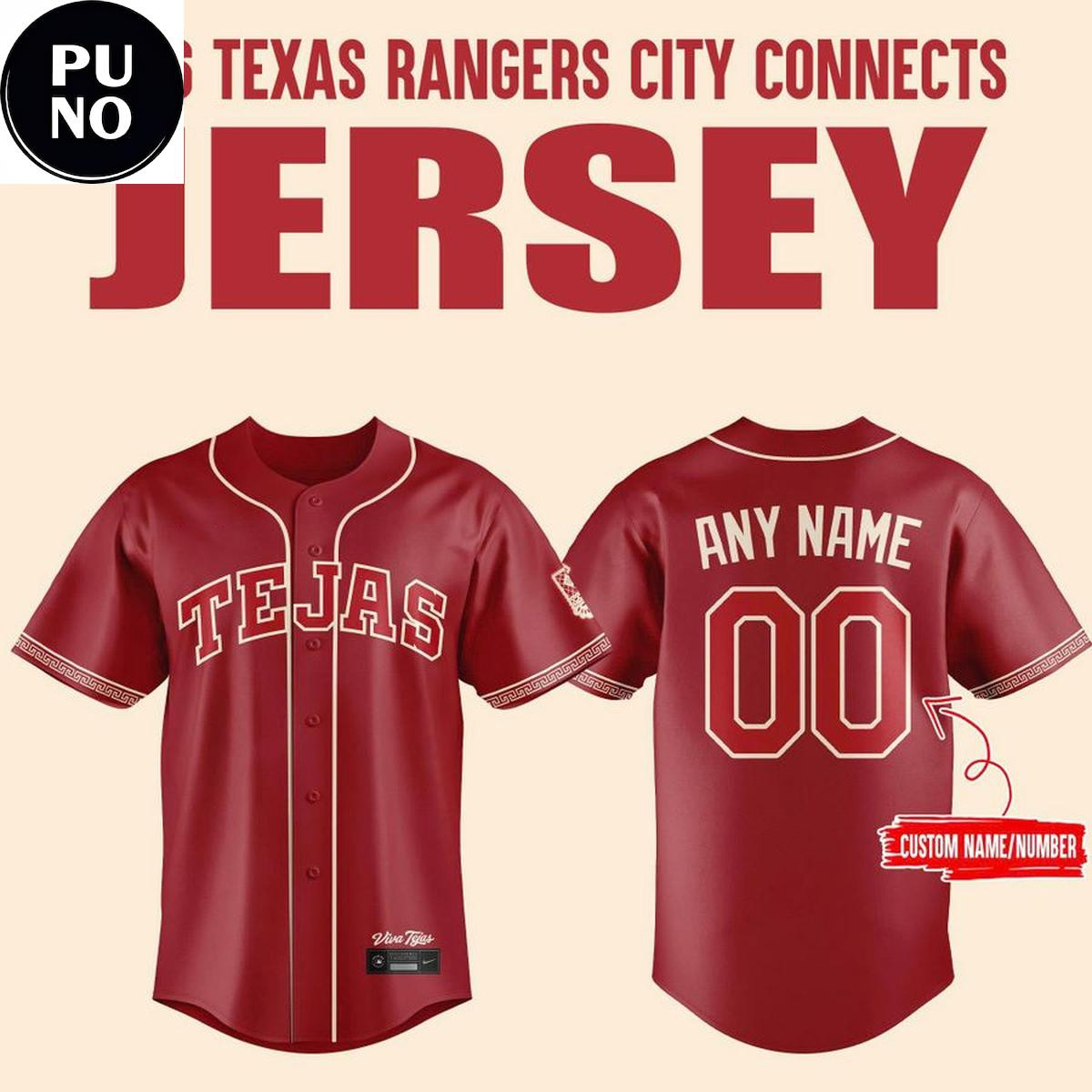 Custom Name - Rangers City Connect 2026 Tejas Baseball Jersey - All Size