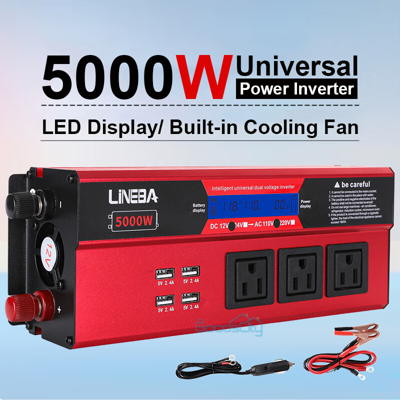 5000W Power Supply Inverter For For Car RV Camping DC 12V to AC 110V Converter