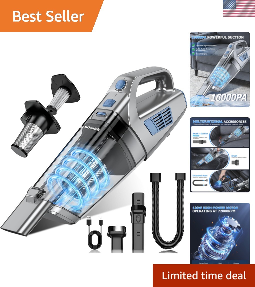 Handheld Vacuum Cordless, 16000PA Strong Suction Hand Held Vacuum Dust Buster...