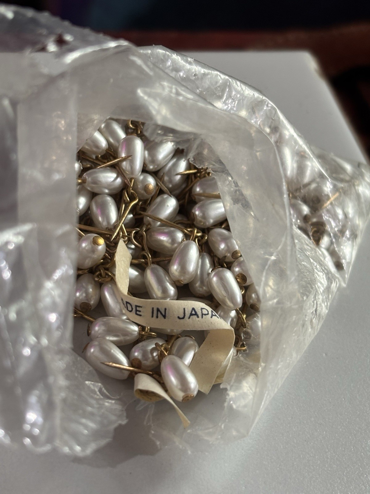 Vintage NOS Japan Faux Pearl Teardrop Headpins Bulk Lot ~125pc Millinery Jewelry