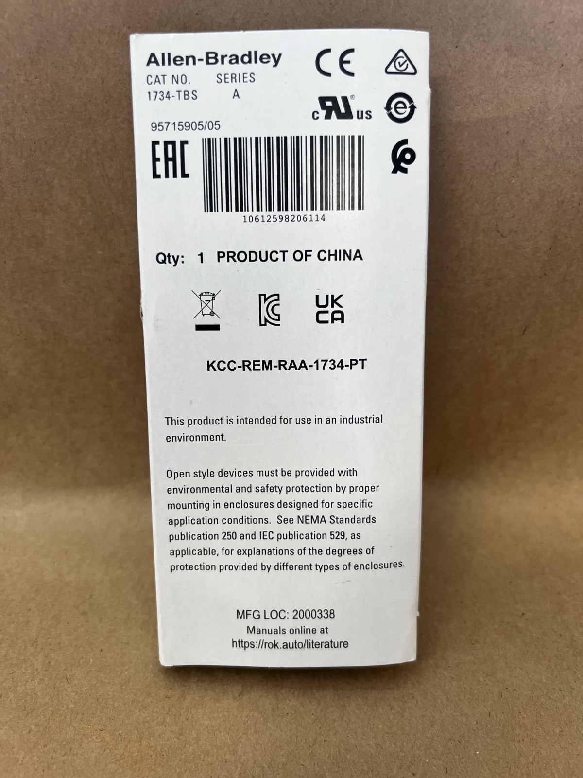 Allen Bradley 1734-TBS Ser A Point I/O Module Terminal Base