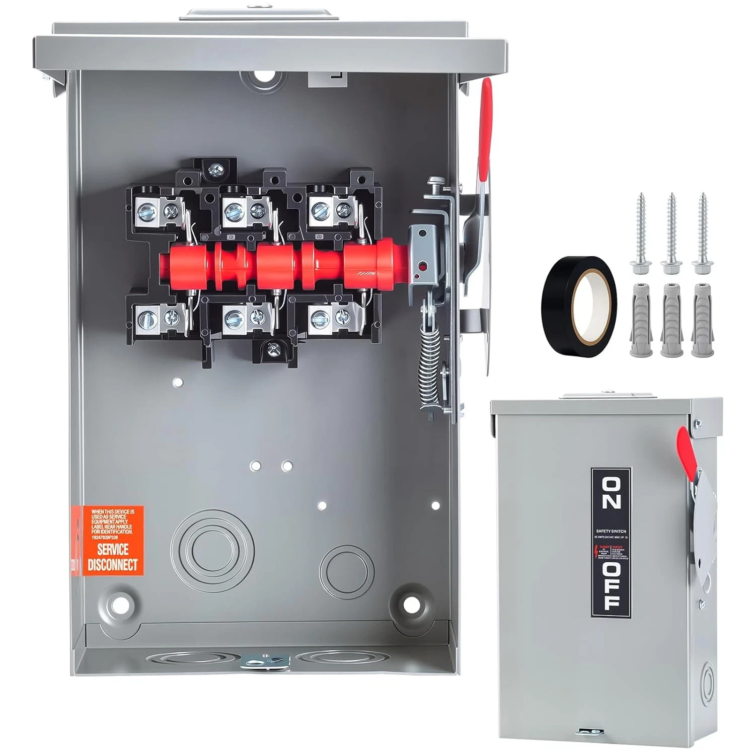 60 Amp Disconnect Switch 3 Pole 110/240V, Non-Fusible Safety Switch, Indoor&Outd
