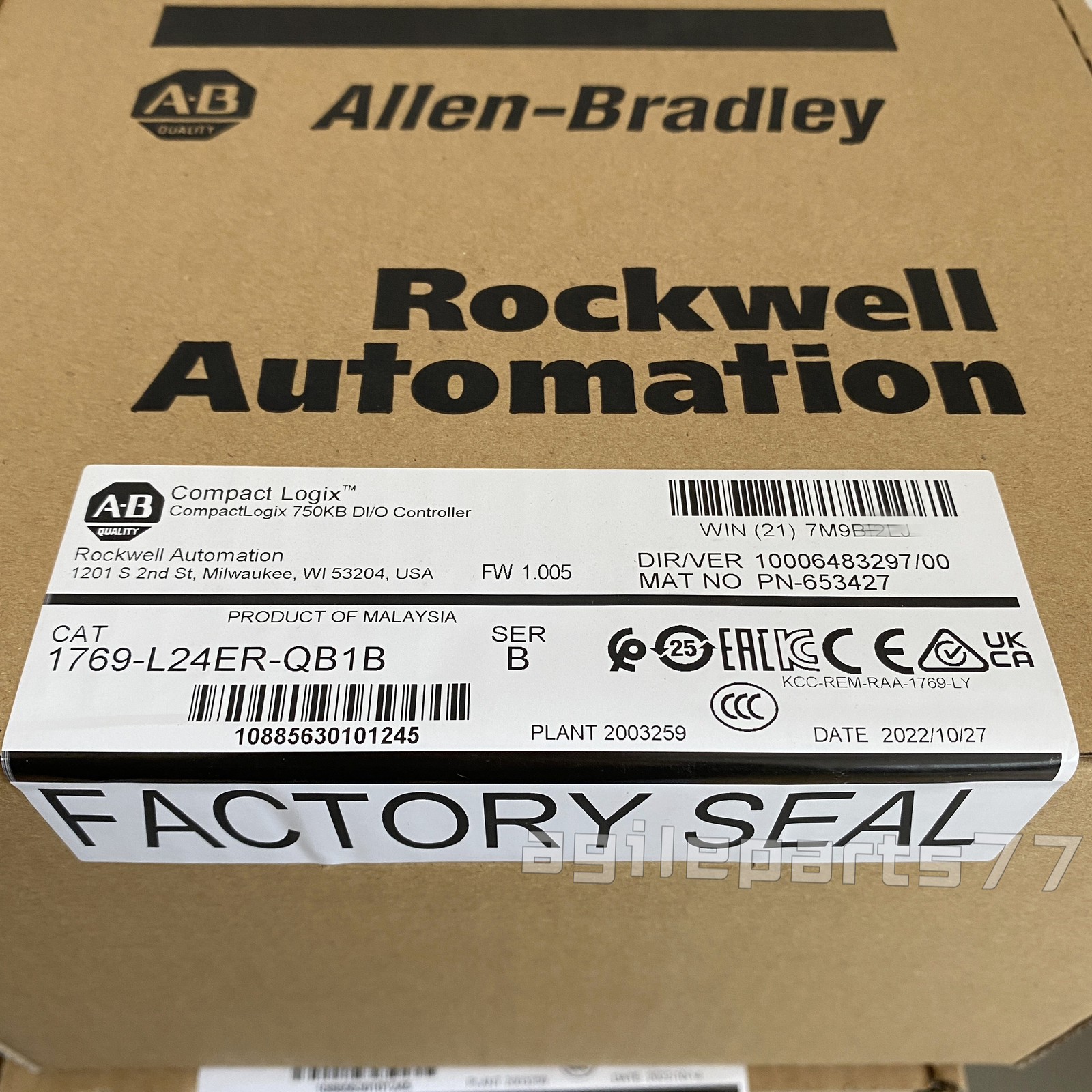 1769-L24ER-QB1B AB CompactLogix 750KB DI/O Controller 2023 NEW Factory Sealed TX