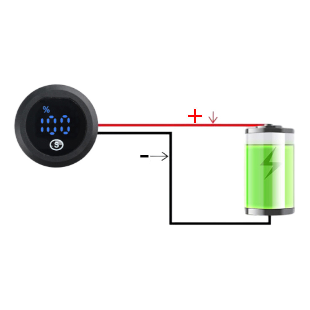 DC12-60V 2-Wire Mini Round Voltmeter High Precision Circular Digital Voltage Pow