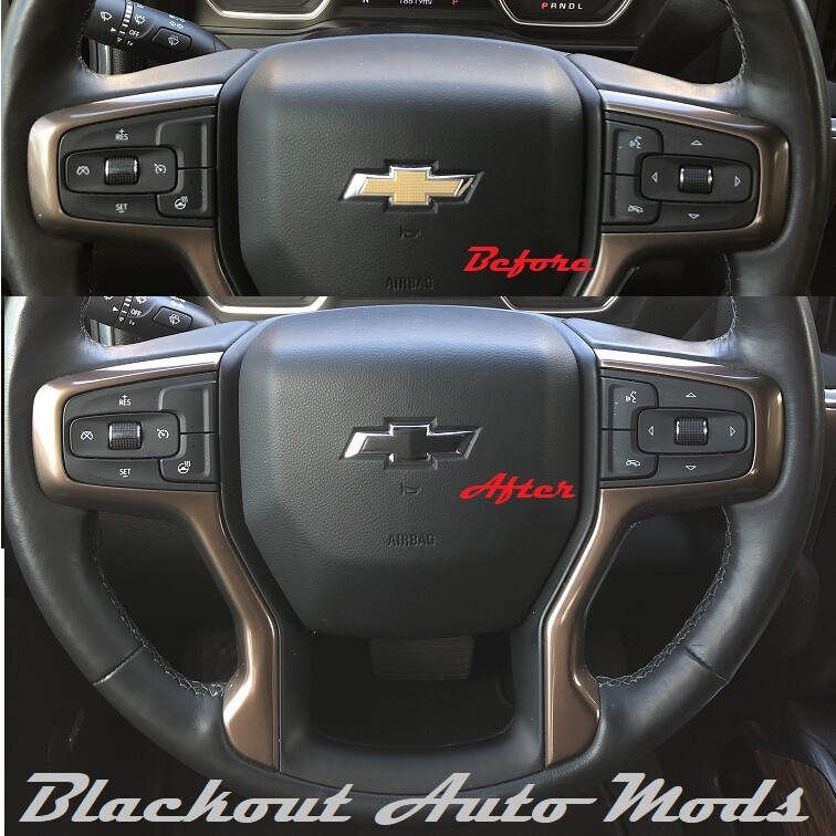 Gloss Black Steering Wheel Bowtie Overlay Chevy Suburban 2015-2025 Precut Decal