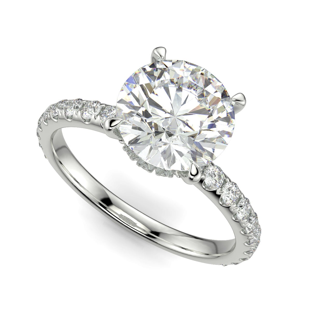 4.45 Ct Round Cut Diamond Engagement Ring VS1 D White Gold 14k