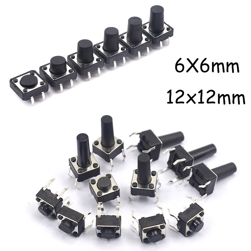 6x6mm /12x12mm Momentary Tactile Push Button Switch PCB Mounted SPST (20 Pack )