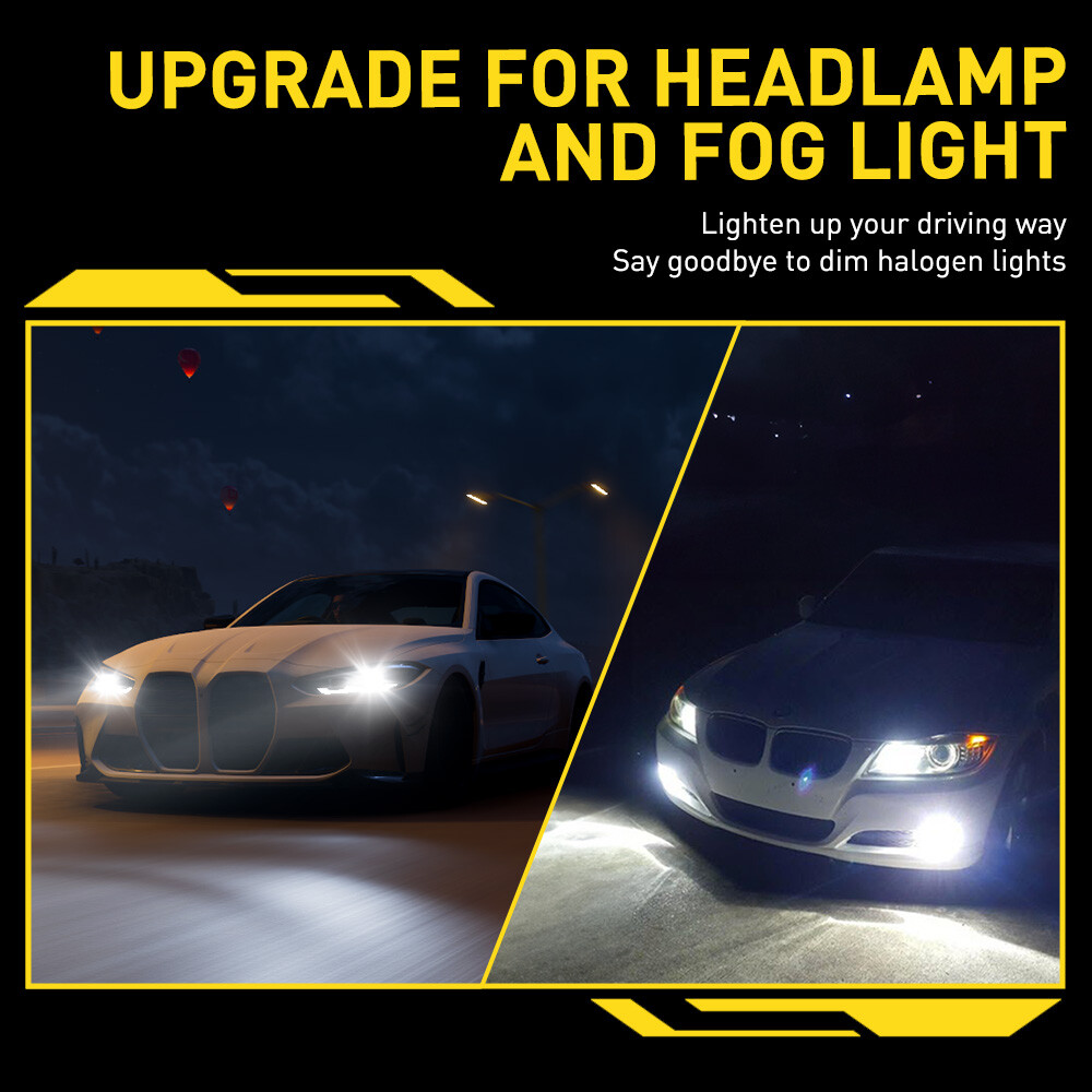 AUXITO 4*H11 LED Headlight Kit High Low Beam 500% Super Bright 6500K White Bulbs