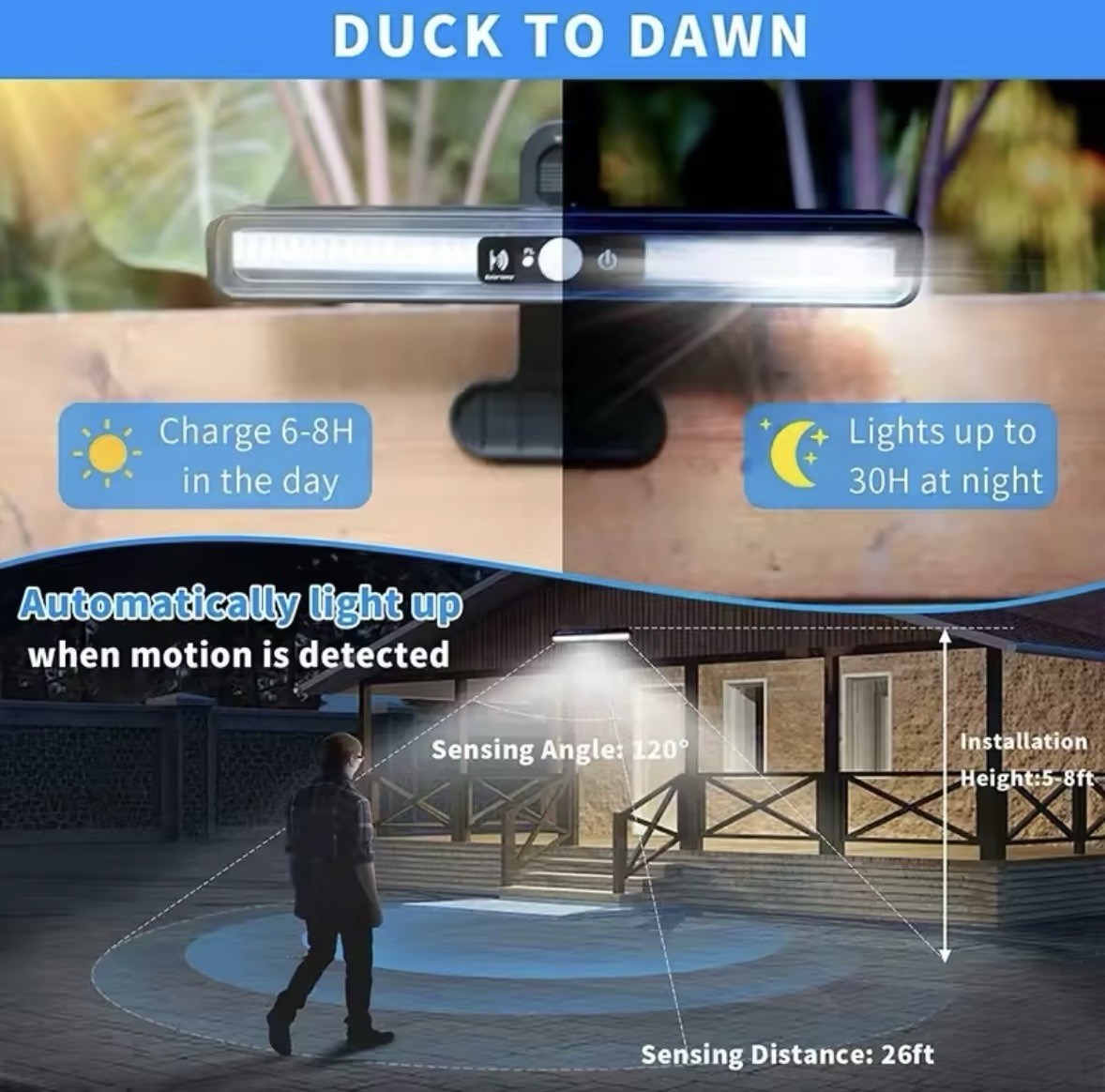 LED Garden Bar With Motion Sensor And Waterproof Solar Panel