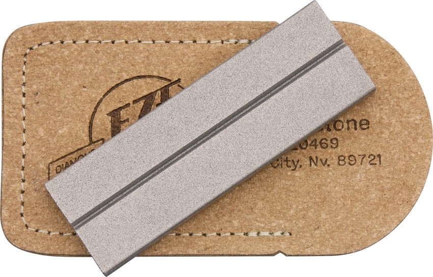 Eze-Lap Diamond Fine Grit Pocket Knife Sharpener w/ Leather Pouch 26F
