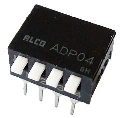 ADP04B ALCO DIP SWITCHES, 4 POS, PIANO ACTUATOR