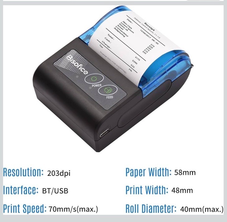 Portable/Wireless Thermal Printer for Android