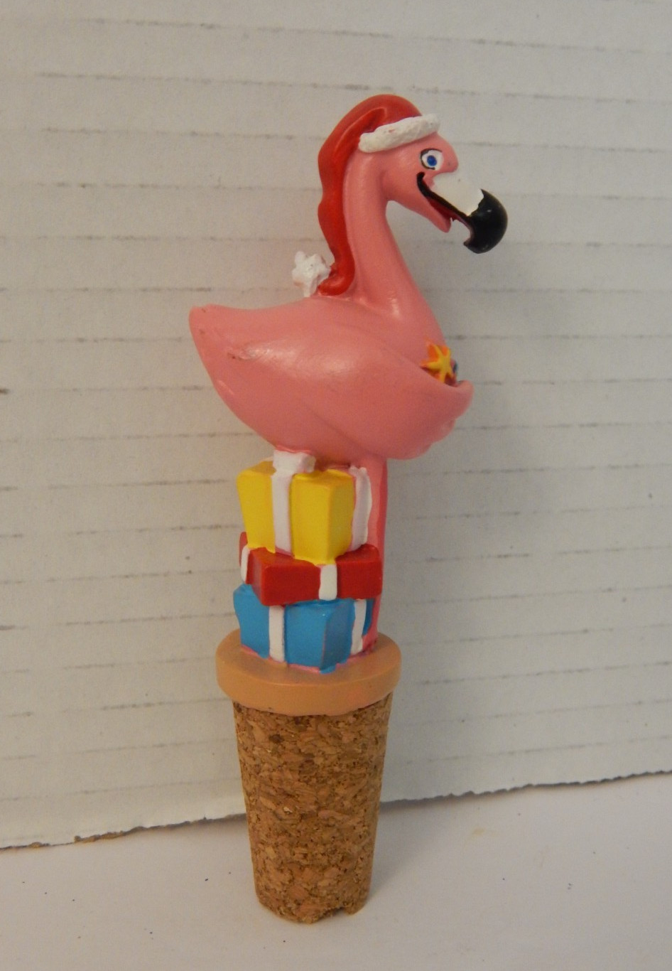 Unbranded ~ Bottle Stopper  * Christmas Flamingo atop Presents