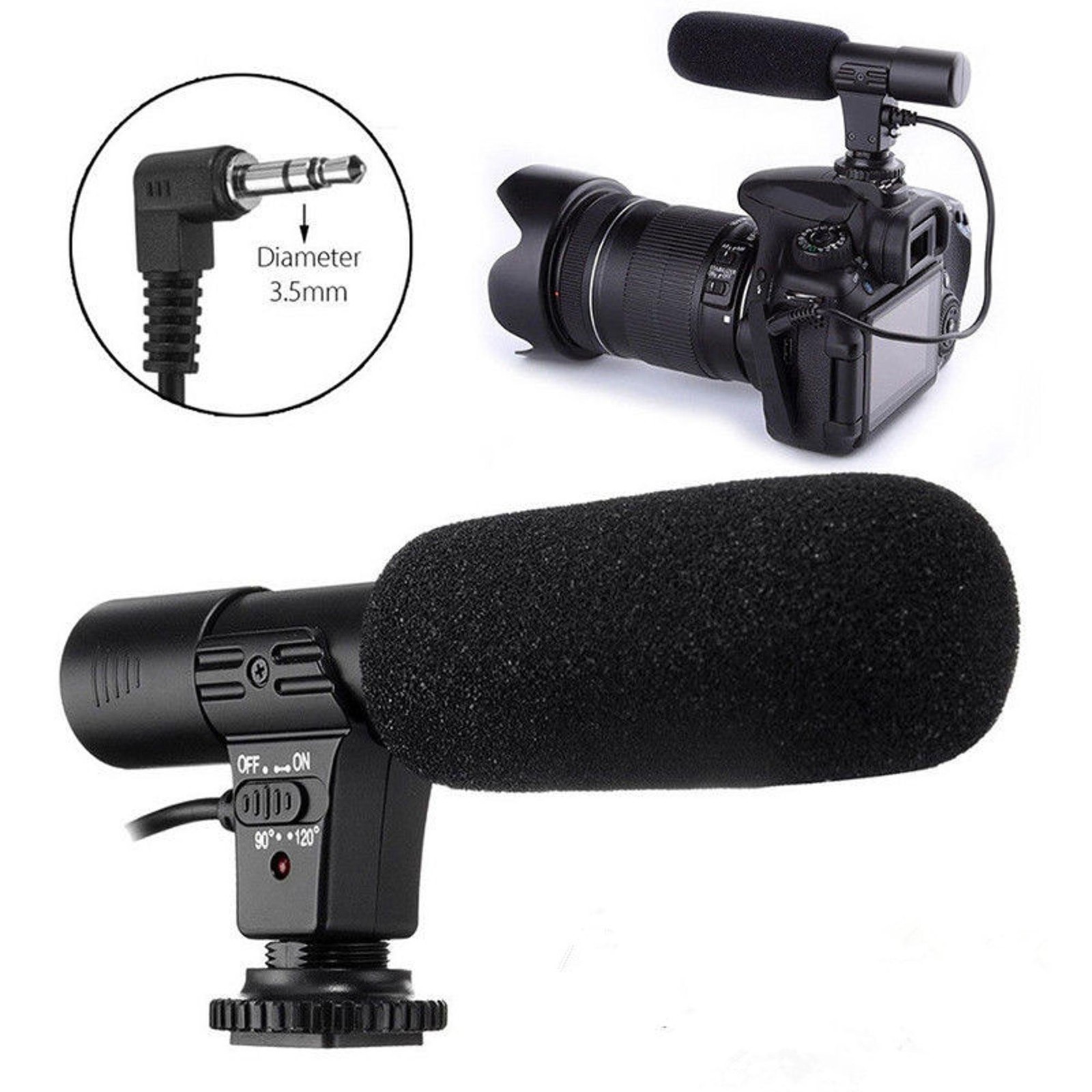3.5mm DV Stereo Microphone Mic For Nikon D7000 D300s D5100 D5300 D3300 D3200 F