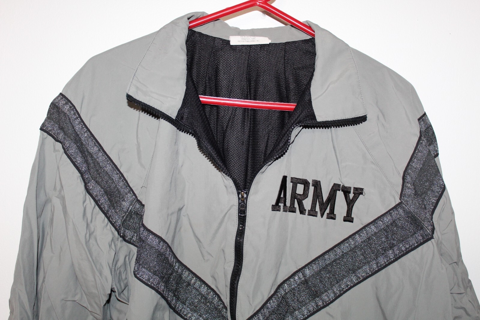 Army PFU Jacket PT Gray Full Zip Medium Long Nylon Grey