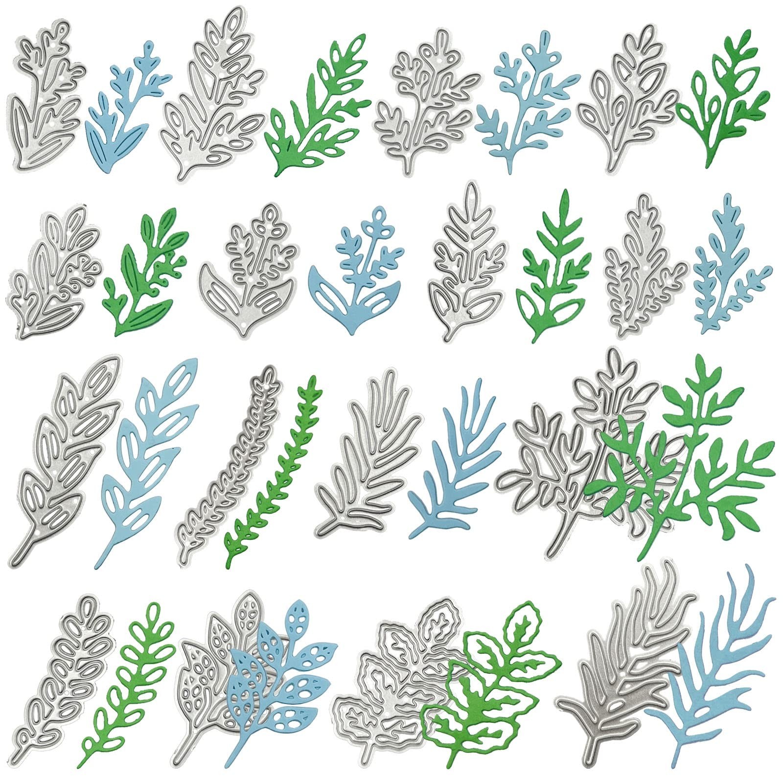 16 Pcs Metal Dies for Cardmaking - Leaves Embossing Stencils Set, Carbon Stee...