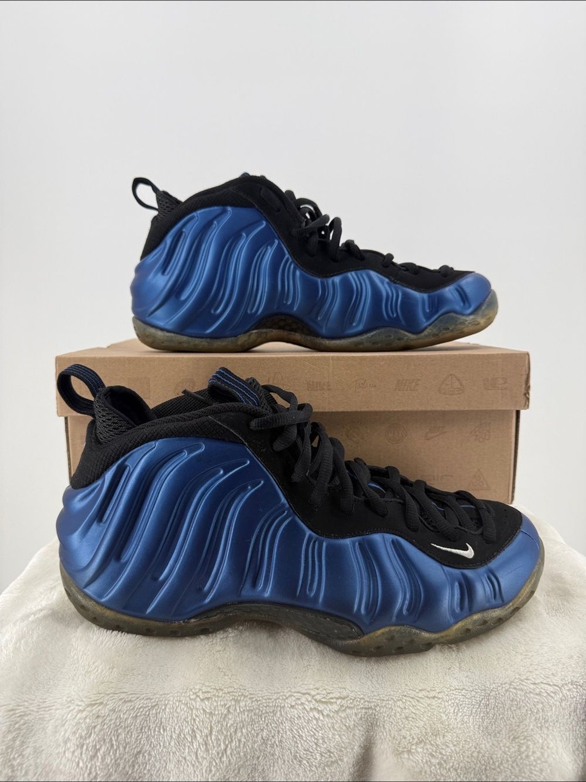Nike Foamposite One Metallic Blue and Black Sneakers