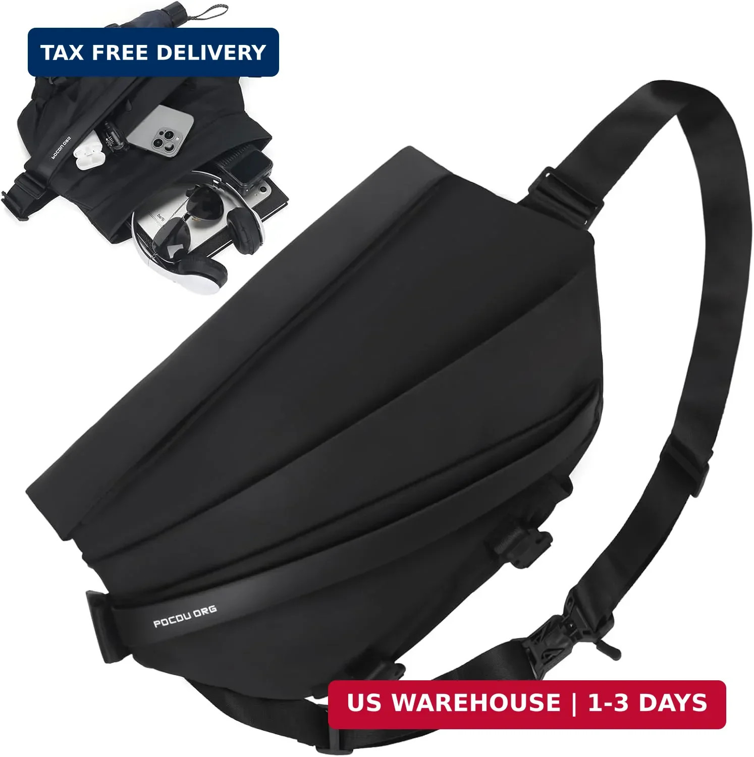 Electronics Organizer Sling Bag for Men & Women, Waterproof Tech Crossbody Bag f