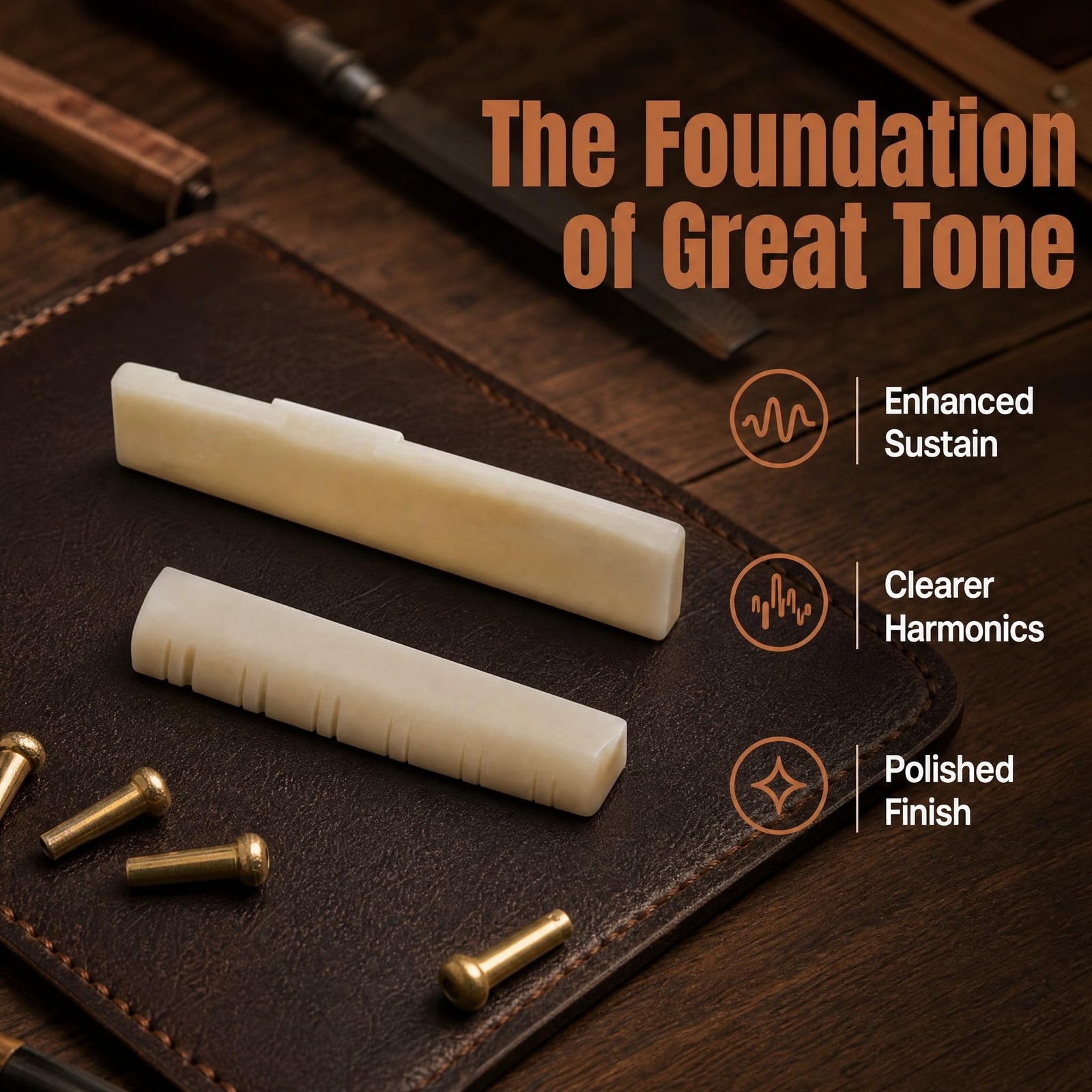 Miwayer 12 String Acoustic Bridge Guitar Unbleached Bone Saddle and Nut Made ...