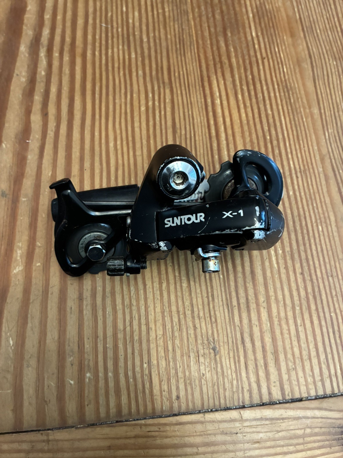 Vintage MTB Suntour X-1 Rear Derailleur Long Cage Accushift Plus, Black VGC