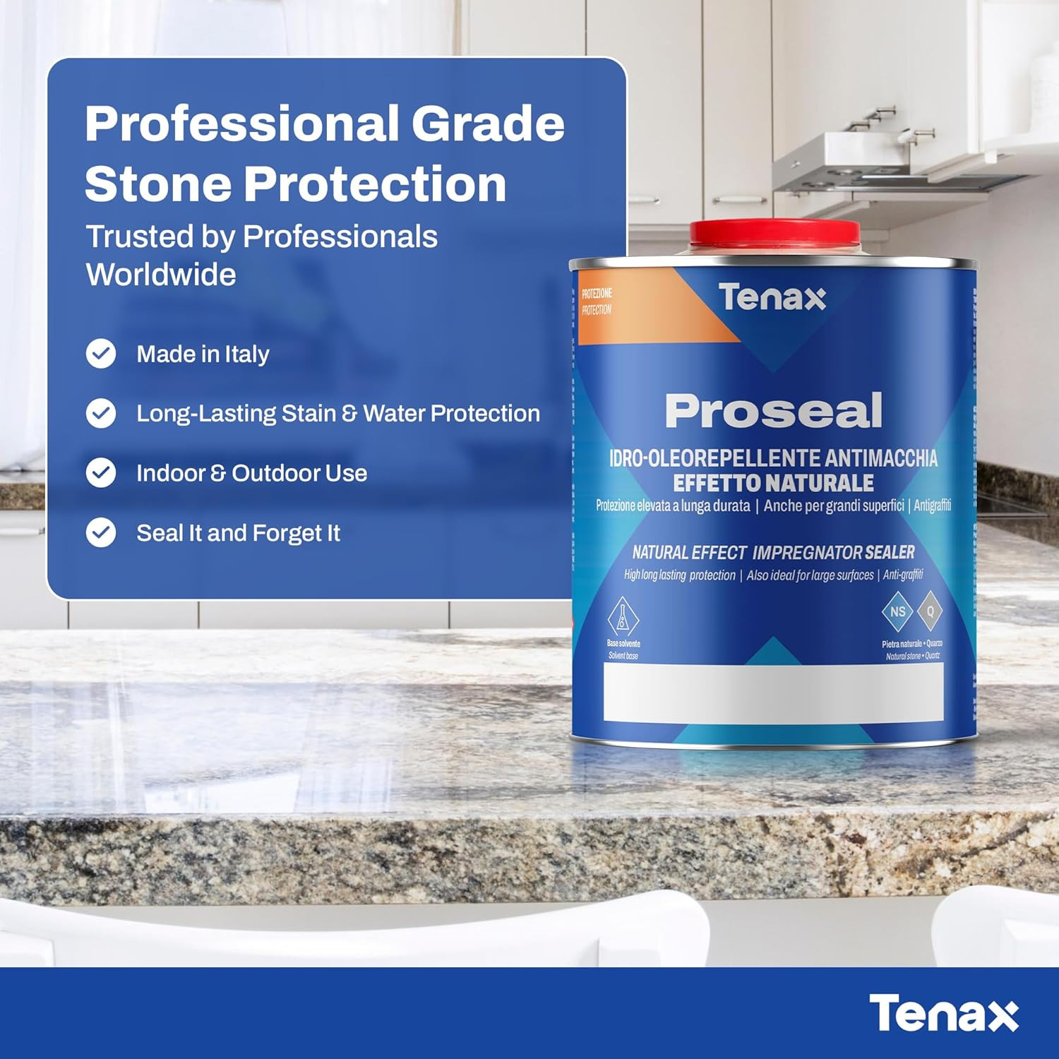 Tenax Proseal Stone Sealer – Professional Sealer for Granite, Marble, Quartzite