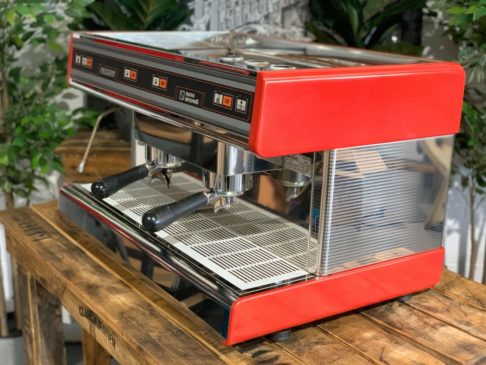 NUOVA SIMONELLI PROGRAM SEMI AUTOMATIC 2 GROUP RED ESPRESSO COFFEE MACHINE CAFE