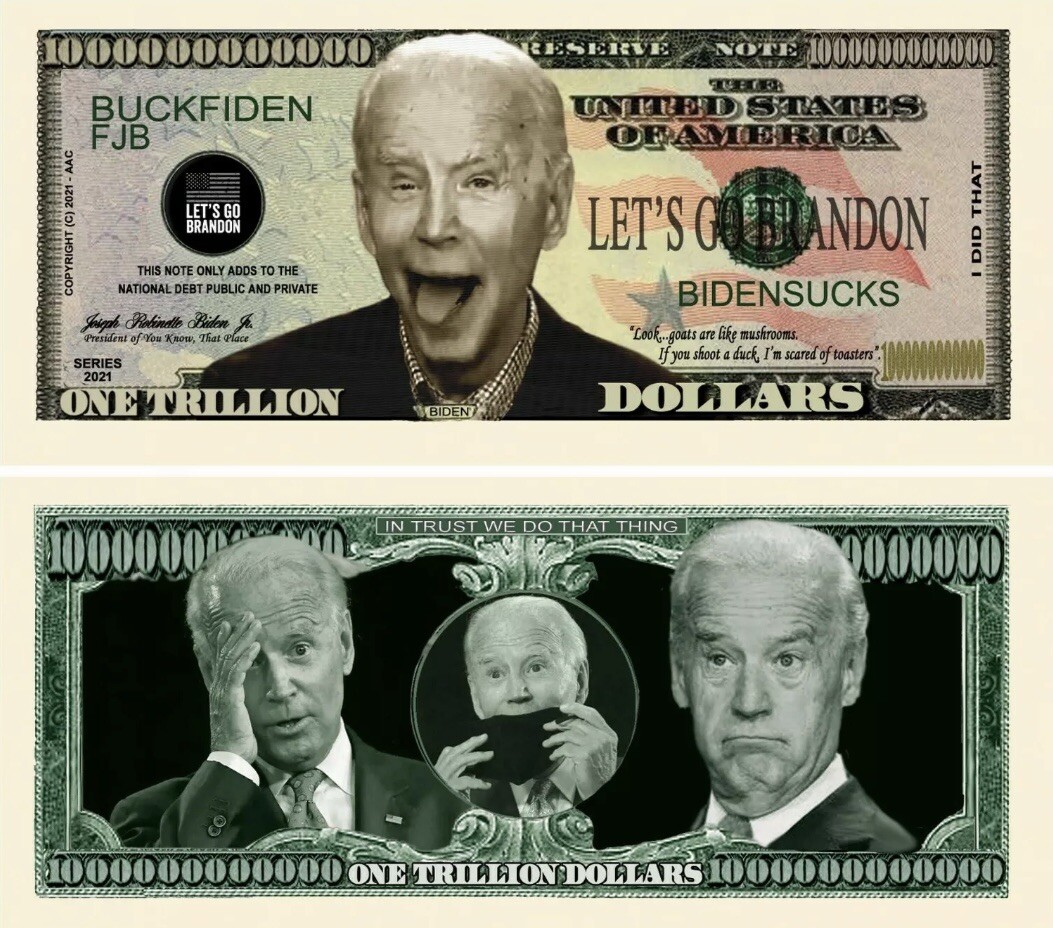 Pack of 25 Let's Go Brandon FJB Joe Biden Sucks Novelty Money Dollar Bills