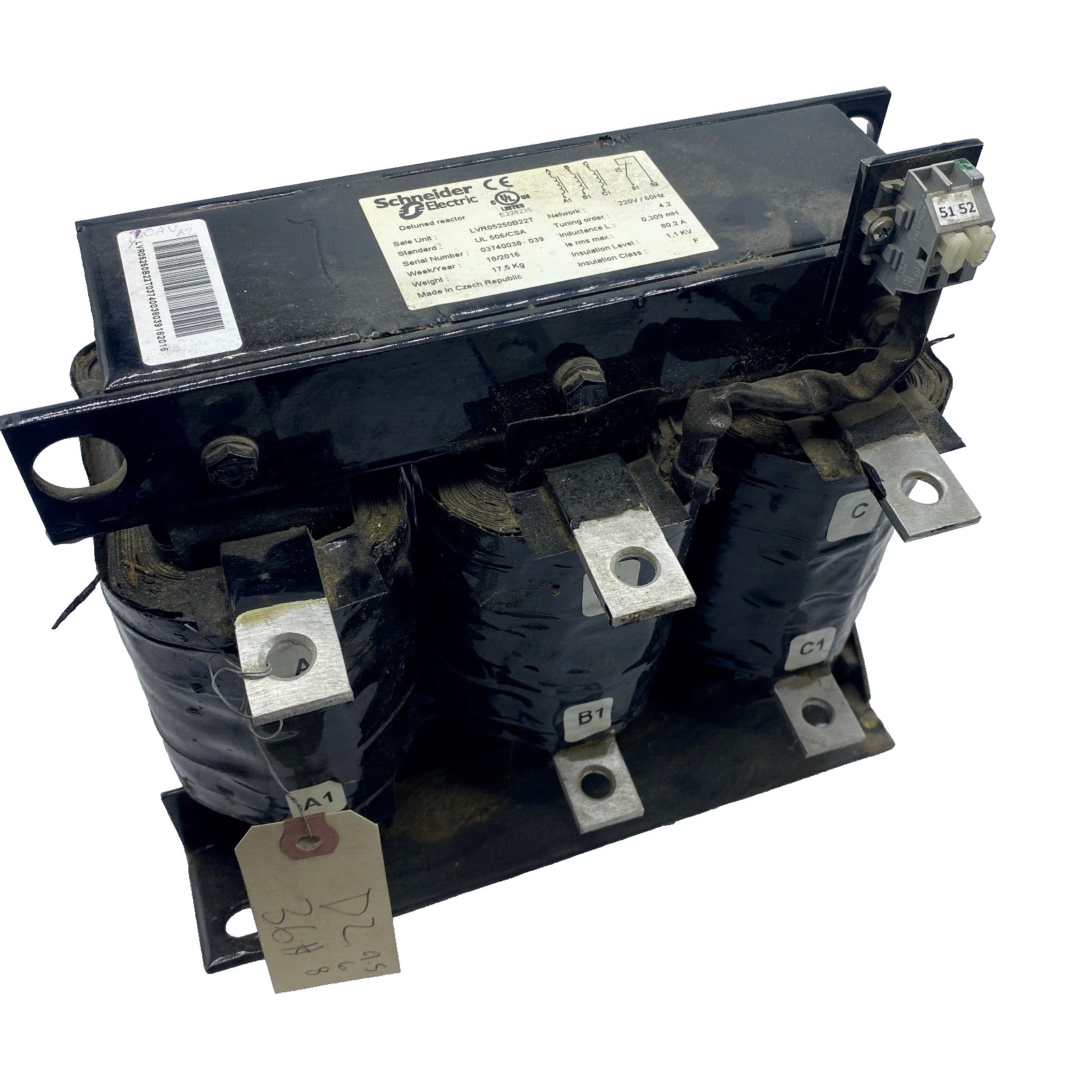 SCHNEIDER ELECTRIC LVR05250B22T ELECTRIC REACTOR 220V / 60Hz 80,2A 🎯